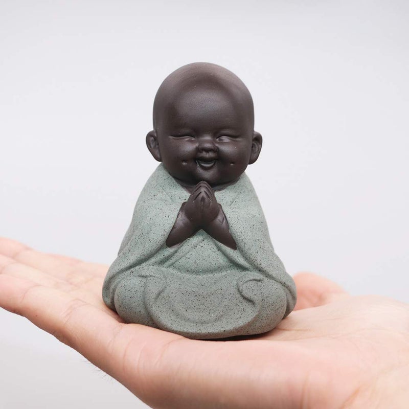 Kingzhuo Ceramic Cute Buddha Statue Monk Figurine Creative Baby Crafts Dolls Ornaments Gift Classic Delicate Ceramic Arts and Crafts Tea Accessories Small Adorable Gift Best Wishes Present - Image 2